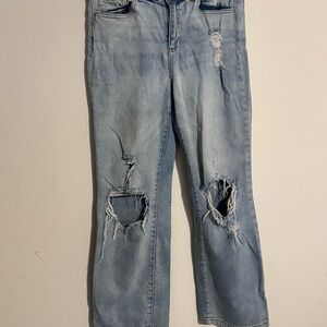 Altar'd State Light Blue Distressed Cropped Jeans
